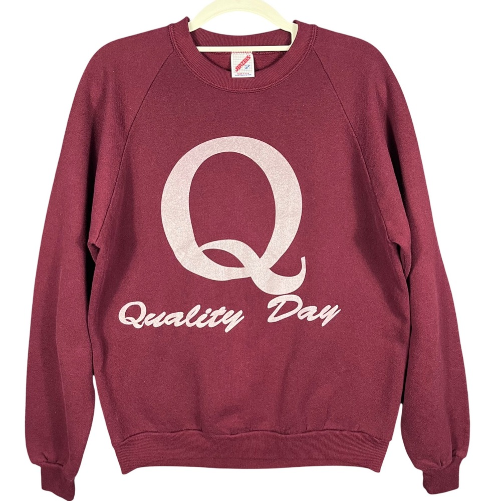 Jerzees Sweatshirt Mens Large Maroon Quality Day Graphic Vintage Made in USA